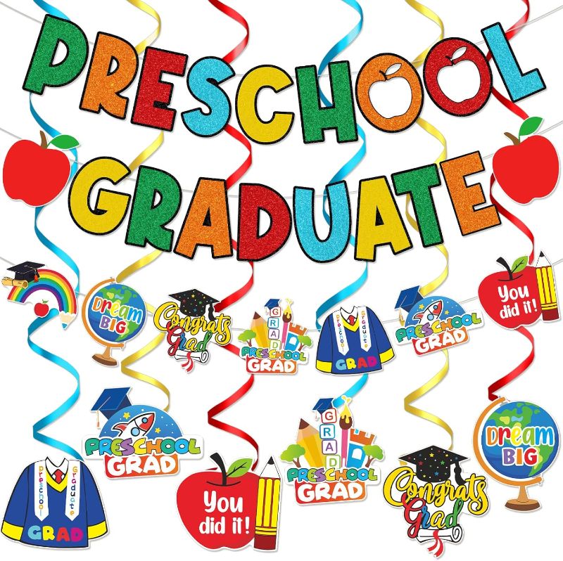 Photo 1 of Preschool Graduation Banner Preschool Graduation Decorations Pre K Decorations Prek Congrats Party Supplies
