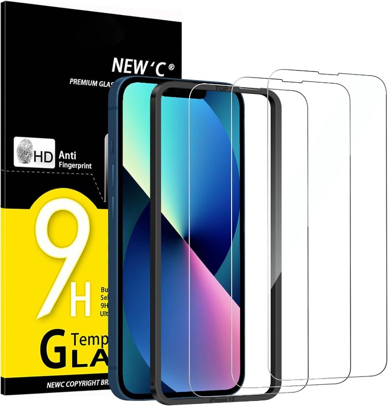 Photo 1 of NEW'C 3 Pack Screen Protector for iPhone 14/13/13 Pro (6.1 inches) | Tempered Glass | Easy Installation Tool Included | Case Friendly | Ultra Resistant
