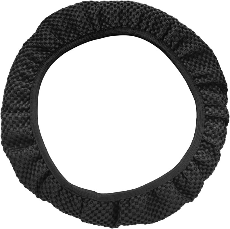 Photo 1 of Motoforti Steering Wheel Cover Universal Elastic Stretch Antislip Breathable Microfiber Ice Silk Interior Trim Wheel Protector for Car Truck SUV Black Long-Lasting
