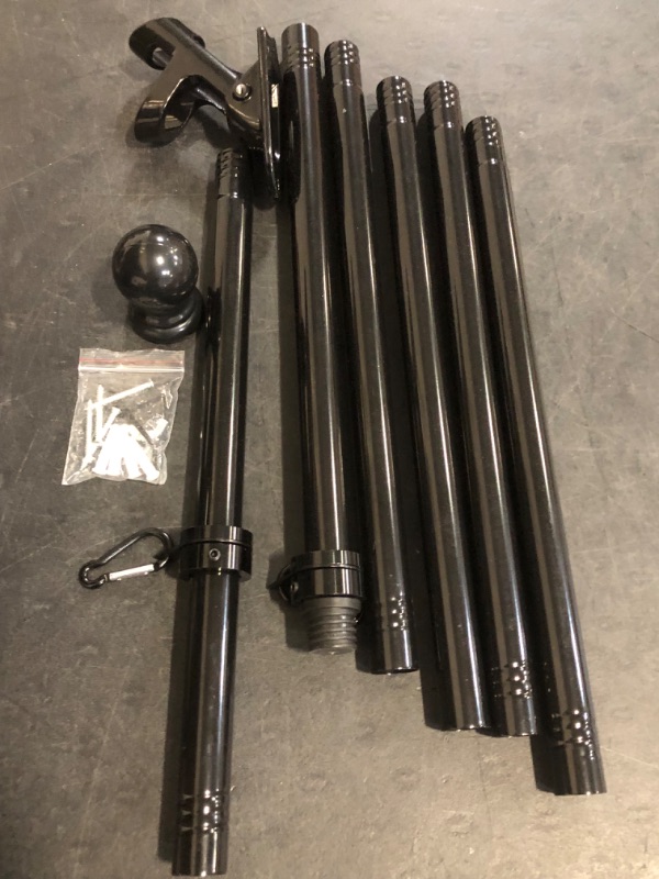 Photo 1 of 5 FT House Flag Pole Kit, 1" Spinning Thicken Stainless Steel Metal Flagpoles for Outside House Porch Post Wall Mount with 2-Position Flagpole Holder Bracket & 360° Flag Ring for 3x5 Flag(5 FT, Black)
