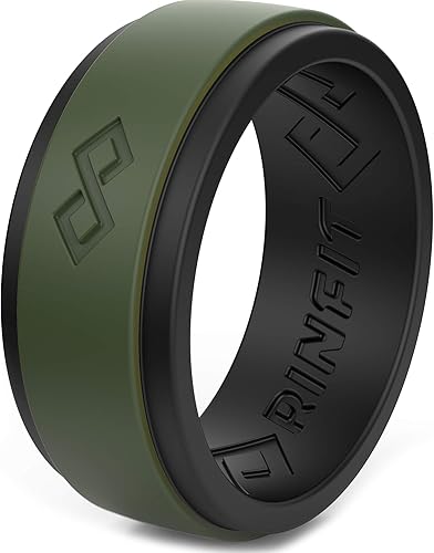 Photo 1 of Rinfit Silicone Rings for Men 9mm Wide, 2mm Thick - Mens Rubber Wedding Bands - Infinity Ring with 2 Layers - Patented Design