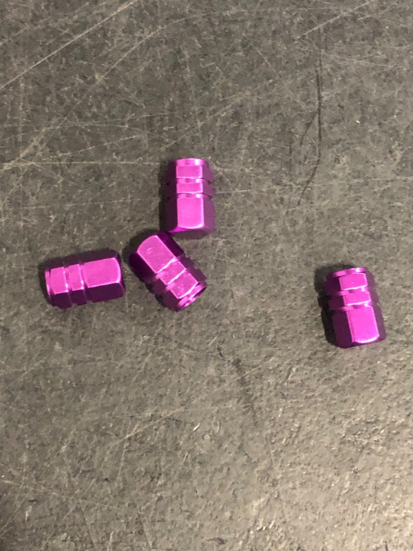 Photo 1 of Abfer Tire Valve Caps for Purple Car Wheel Pressure Stem Cover Screw Shape Decorative Fit Most Vehicle Truck Motorcycles Bikes
