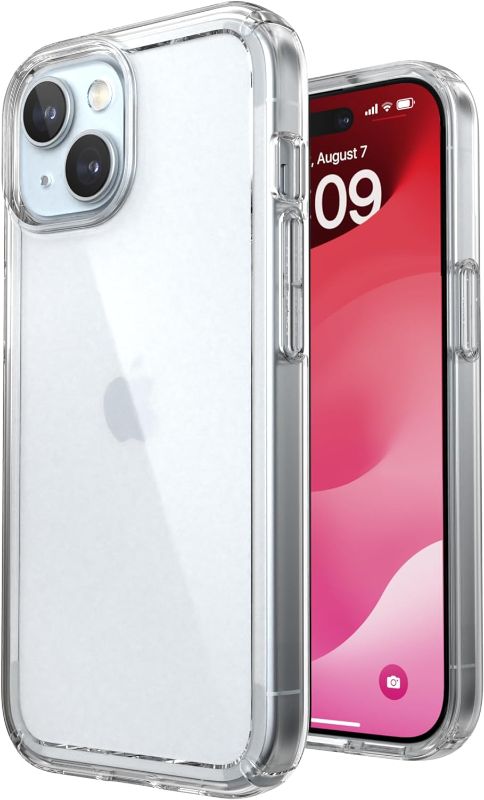 Photo 1 of Speck Clear iPhone 15 Case - Slim, Drop Protection for 6.1" Phones | Compatible with iPhone 15, 14 & 13 | Scratch Resistant | Anti-Yellowing | GemShell Clear
