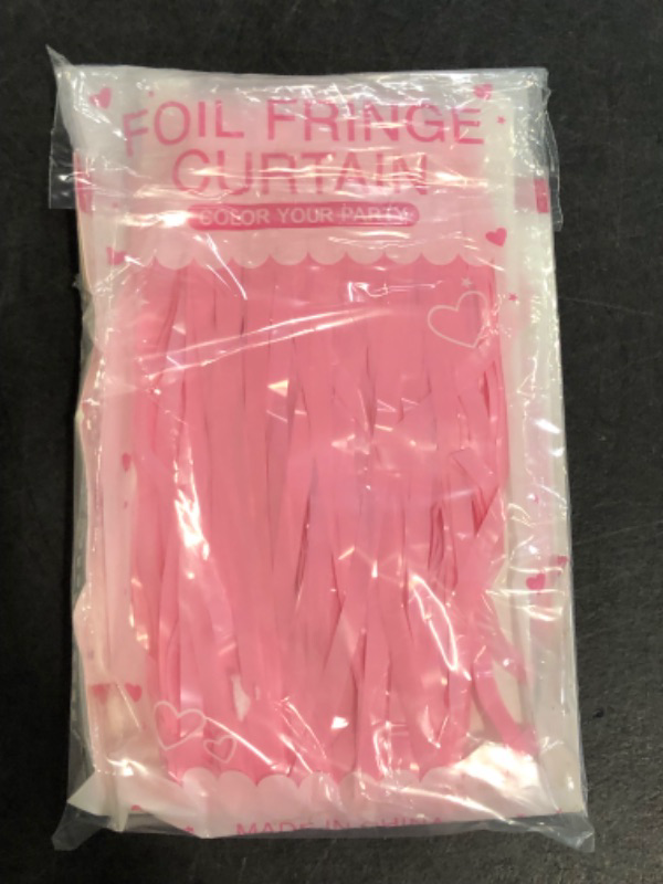 Photo 1 of Pink Unicorn Party Decor,Unicorn Birthday Banner with Pink Foil Fringe Curtain 