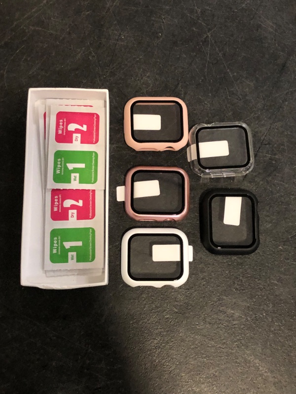 Photo 1 of Haojavo 5 Pack Case with Tempered Glass Screen Protector for Apple Watch Series 9 8 7 41mm, PC Hard Ultra-Thin Slim Fit Scratch Resistant Bumper Protective Cover for iWatch S9 S8 S7 41mm Accessories
