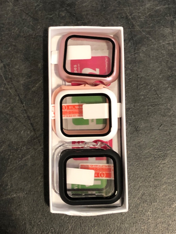 Photo 1 of Haojavo 5 Pack Case with Tempered Glass Screen Protector for Apple Watch Series 9 8 7 41mm, PC Hard Ultra-Thin Slim Fit Scratch Resistant Bumper Protective Cover for iWatch S9 S8 S7 41mm Accessories
