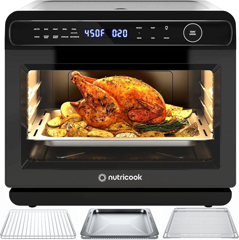 Photo 1 of Steami 24L Steam Air Fryer Oven – 11-in-1 Convection Countertop Multi-Cooker with Real Steam Tech, Air Fry, Bake, Roast, Dehydrate, Sterilize, Stainless Steel Interior – 1600W
