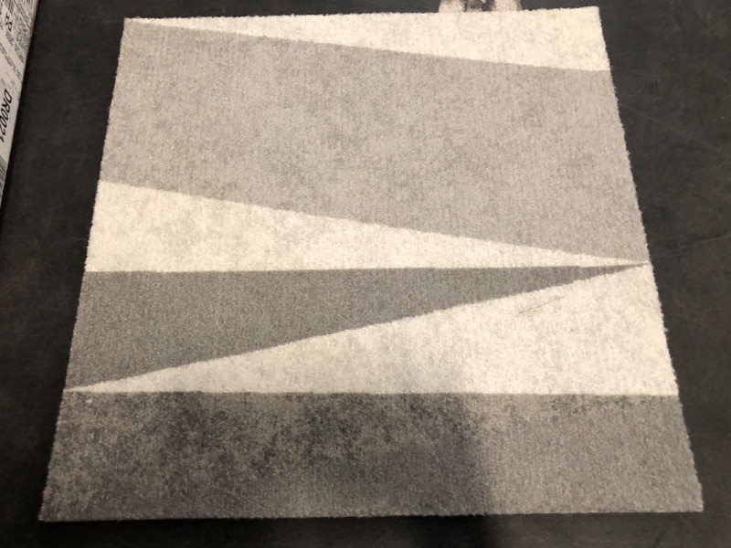 Photo 1 of Removable Carpet Squares, 0.35" Thick Non-Adhesive Padding, Washable 12Tiles Carpet with Silicone Anti-Slip Backing, DIY Installation for Living Room and Bedroom, Gray Triangle(16x16)
