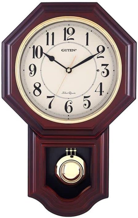 Photo 1 of Chiming Wall Clock with Pendulum - Wall Clock with Westminster Chimes&Strike Clock, Battery Operated, Faux Wood Pendulum Clock for Living Room, Office, Home Decor & Gift
