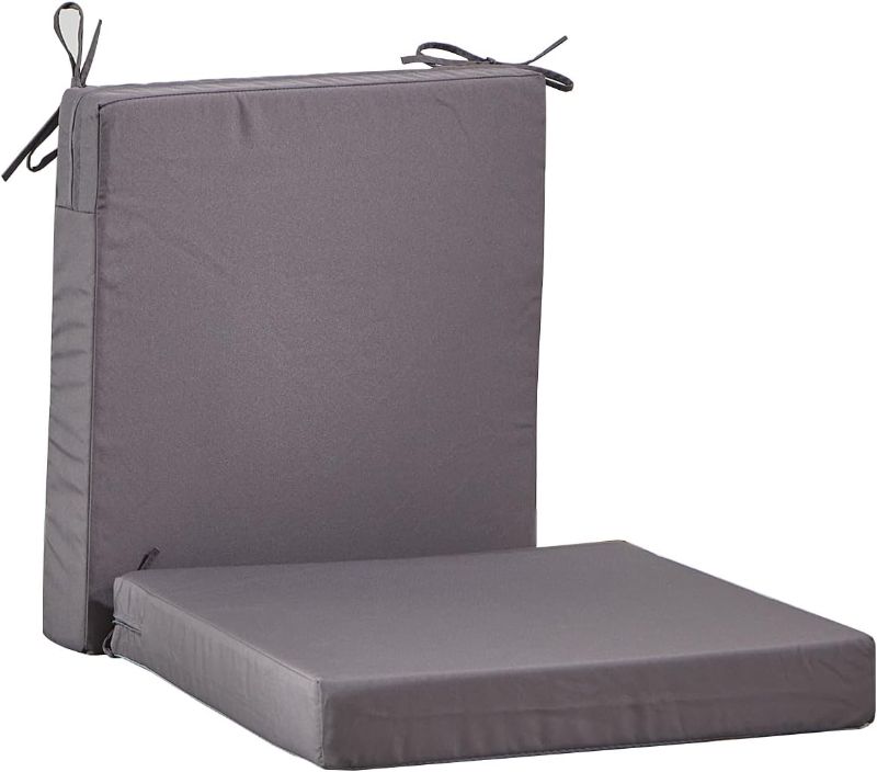 Photo 1 of 20 x 18 Inch Outdoor Chair Cushions for Patio Furniture UV Resistant Non Slip Waterproof Replacement Patio Seat Cushion with Ties Set of 2, Dark Grey
