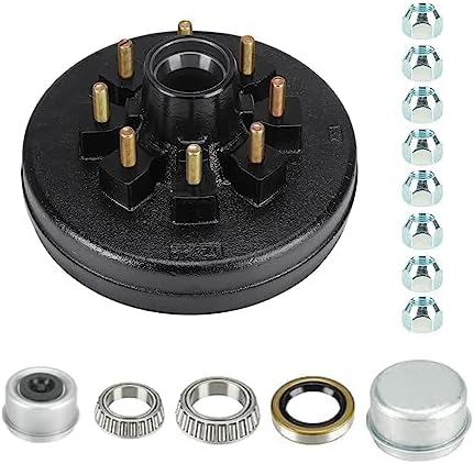 Photo 1 of Youxmoto Trailer Brake Drum Kit 8-Hole 6.5" Bolt Circle, Replaces 12" X 2" Trailer Brakes Drum Assembly, for 7,000 lb. Axle, Fits 12 inch Trailer Brake Drum… Missing Screws** 