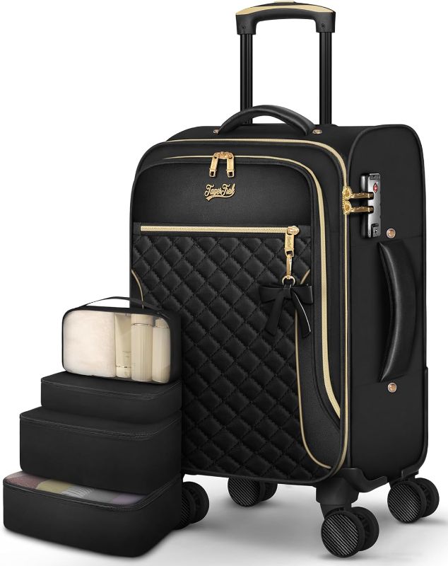 Photo 1 of Missing Smaller Bags One Bag ONLY** Carry On Luggage 22x14x9 Airline Approved, 20 Inch Softside Suitcase with 4 Pcs, Lightweight Luggage for Women with TSA Lock and 4 Spinner Wheels, Soft Side Carry-on Suitcases for Travel, Black
