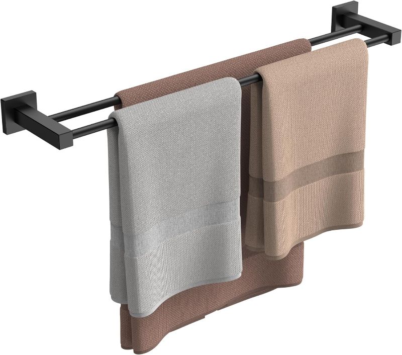 Photo 1 of FORIOUS Double Towel Bar Racks Holder for Bathroom 24 Inch, Heavy Duty SUS304 Stainless Steel Square Dual Towel Rail Wall Mount, Matte Black
