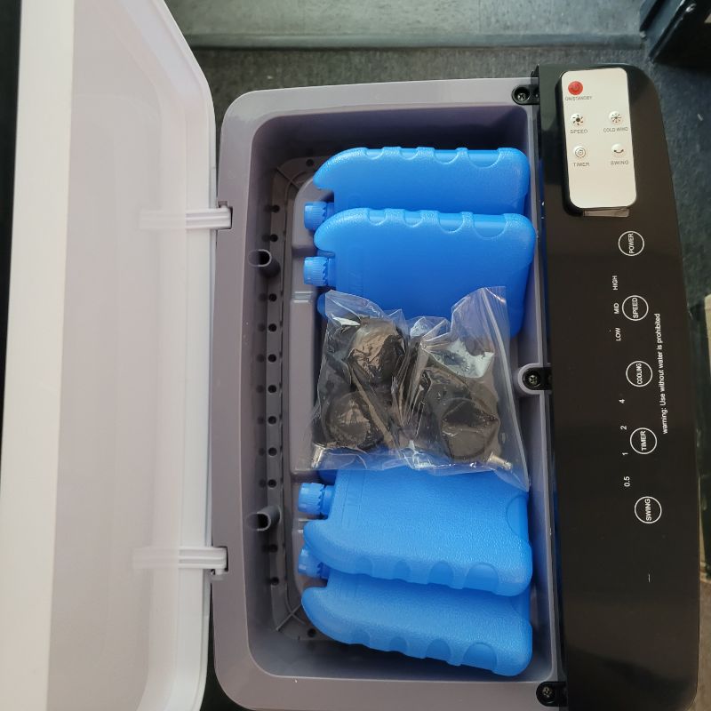 Photo 1 of Portable Evaporative Air Cooler, Portable Air Conditioner, Cooling Fan with 60L Water Tank, 4 Universal 360° Wheel, 4 Ice Box,3 Speeds, for Room Garage Commercial
