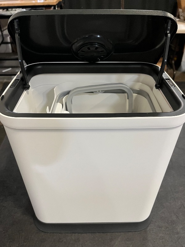 Photo 1 of Gintan 13 Gallon Trash Can with Lid, 25-45 L Altitude Variable Bin, Garbage Can with Wheels for Kitchen, Bathroom, Bedroom, Office, with Two Space-Saving Hangable Small Waste Bin and Garbage Bag

