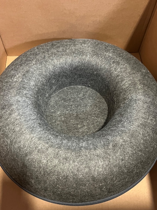 Photo 1 of Large Cat Tunnel Bed for Indoor Cats with 3 Toys, Scratch Resistant Donut Cat Bed, Up to 30 Lbs (L 24x24x11, Dark Grey)
