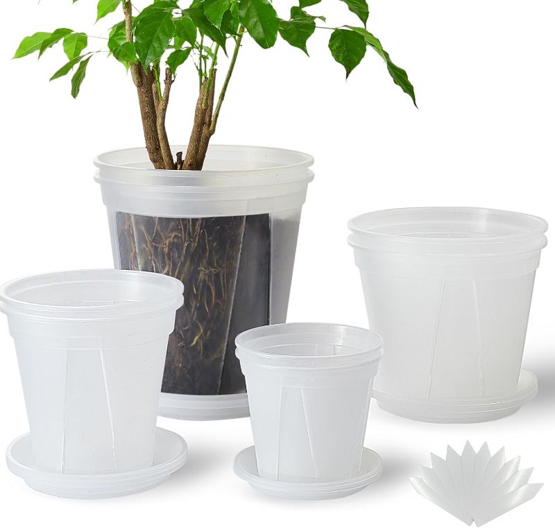 Photo 1 of Large Clear pots for Plants,Thick Plastic Nursery pots for Plants with Drainage Holes for Monstera Plant Live,Succulents etc - Indoor and Outdoor use
