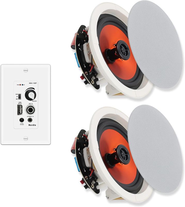Photo 1 of Herdio 6.5 Inch Ceiling Speakers Bluetooth (Pairs) 300 Watt Flush Mount in Wall Amplifier Receiver Suitable for Indoor Home & Covered Outdoor Porch
