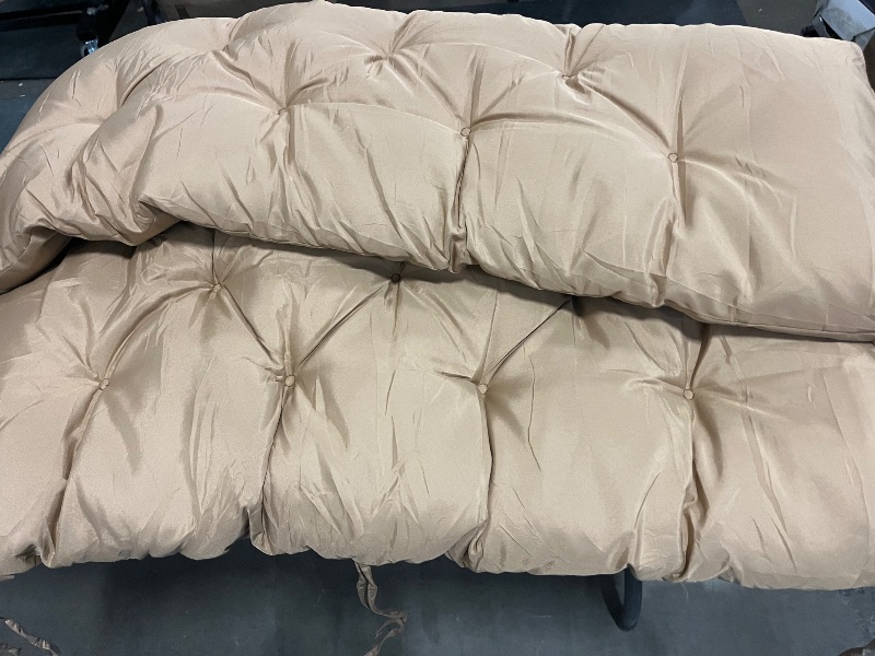 Photo 1 of *More Khaki Than Picture Shows* Replacement Swing Bench Seat Pads with Backrest, Thicken Waterproof Wooden Bench Seat Cushions for Garden Patio Furniture Porch Backyard Terrace Outdoor/Indoor,40 * 40 * 4inch,Khaki
