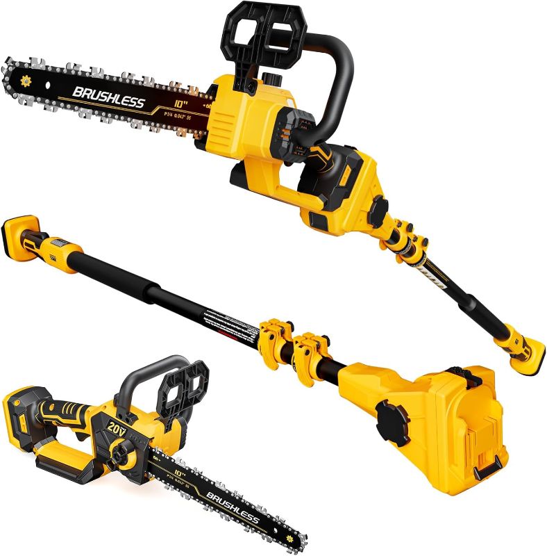 Photo 1 of Missing Blades** 2-IN-1 Cordless 10-Inch Pole Saw And Chainsaw Compatible with Dewalt 20V MAX* Battery, Total Reach of Max 14.5ft, Electric Pole Saw for Tree Trimming Pruning (Tool Only)
