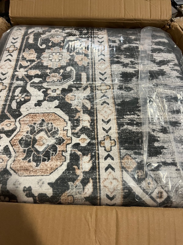 Photo 1 of RUUGME Washable 10x14 Area Rug - Soft Area Rugs for Living Room Stain Resistant Carpet Vintage Lightweight Rugs for Bedroom with Non Slip Backing Indoor Ultra-Thin Rugs Home Decor 10x14 Black
