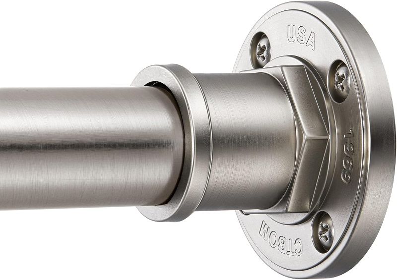 Photo 1 of BRIOFOX Industrial Shower Curtain Rod - 2-in-1 Design Tension Curtain Rod - Never Rust Non-Slip 43 to 72 Inch 304 Stainless Steel, Brushed Nickel Window Curtain Rod

