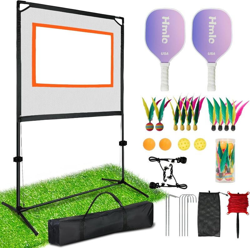 Photo 1 of Portable Paddle Game with Net - Similar to Badminton, Tennis and Pickleball Set - Indoor & Outdoor Play Fun and Friendly Backyard Games for Family
