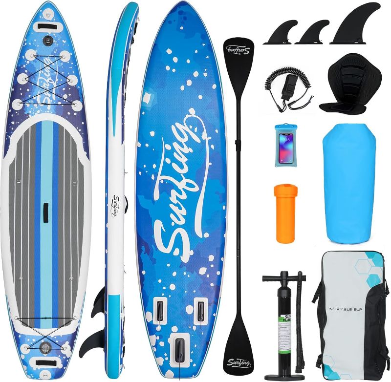 Photo 1 of YUSING Inflatable Stand Up Paddle Board with Kayak Seat, Non-Slip Deck SUP Paddle Board with Premium Kayak, Portable Standing Boat for Youth & Adult
