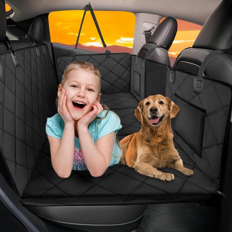 Photo 1 of Back Seat Extender for Dogs-Large Space, Dog Car Seat Cover Hard Bottom Holds 420lbs, Sturdy Backseat Extender for Dogs,Upgraded Material Waterproof Pet Car Bed Dog Hammock for Car, SUV,Truck

