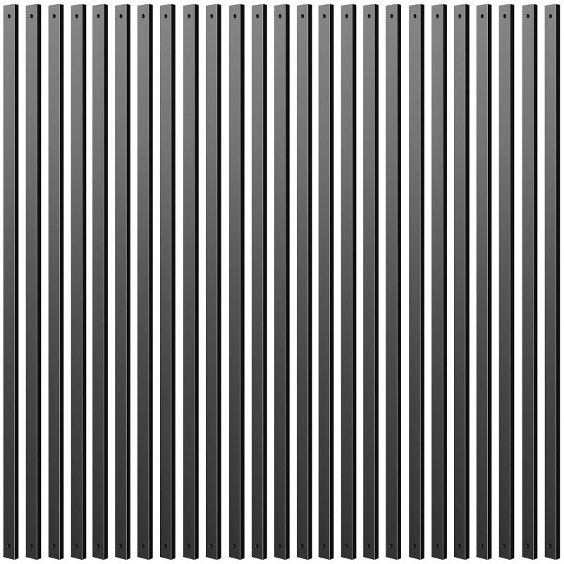Photo 1 of Deck Balusters, 36 Inch, Straight Flat Baluster, Black, Metal Deck Stairs Railing, 25 Pack Hollow Rectangle Deck Balusters for Deck Railing
