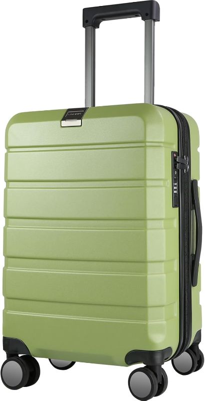 Photo 1 of KROSER Hardside Expandable Carry On Luggage with Spinner Wheels & Built-in TSA Lock, Durable Suitcase Rolling Luggage with USB Port, Carry-On 20-Inch, Green
