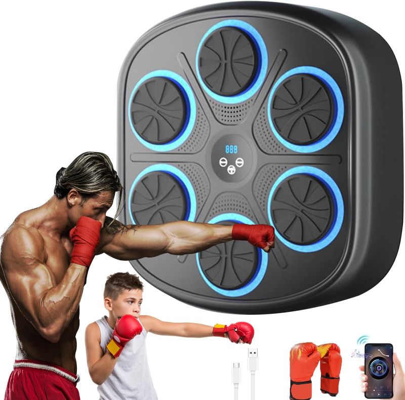 Photo 1 of Smart Music Boxing Machine for Adults and Kids, Training Machine with LED Electronic Wall Mounted, Home Indoor Workout Equipment with Premium Boxing Gloves?Office and Gym
