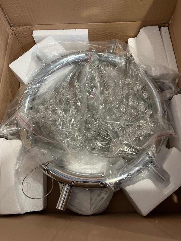 Photo 1 of Macarena Modern Crystal Chandelier Dining Room Light Fixtures Silver Firework,Chrome Large Round Pendant Hanging Lighting for Bedroom Living Room Entryway Closet Bathroom Kitchen
