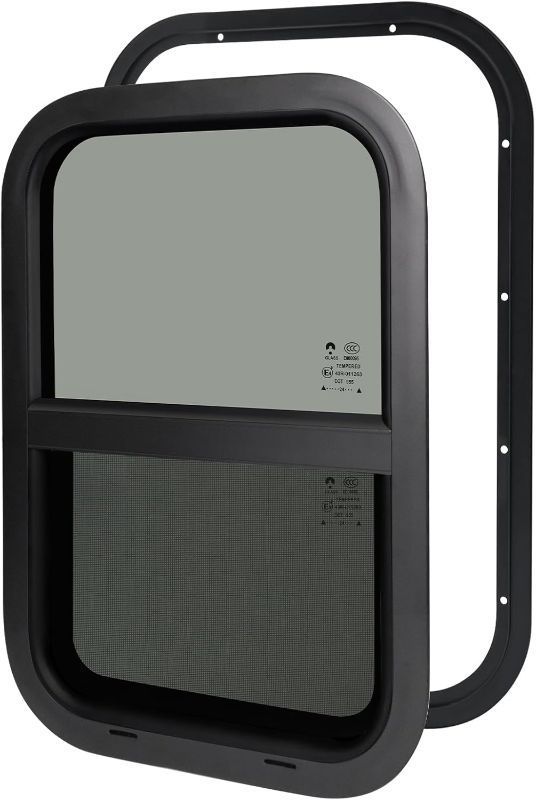 Photo 1 of NOVINO RV Windows for Cargo Trailer, 15" W x 22" H RV Camper Cargo Trailer Windows Replacement, Vertical Sliding,Fit 15/16" or 1-3/8" Thick Wall,Allow Error 1/16”,DOT Approved
