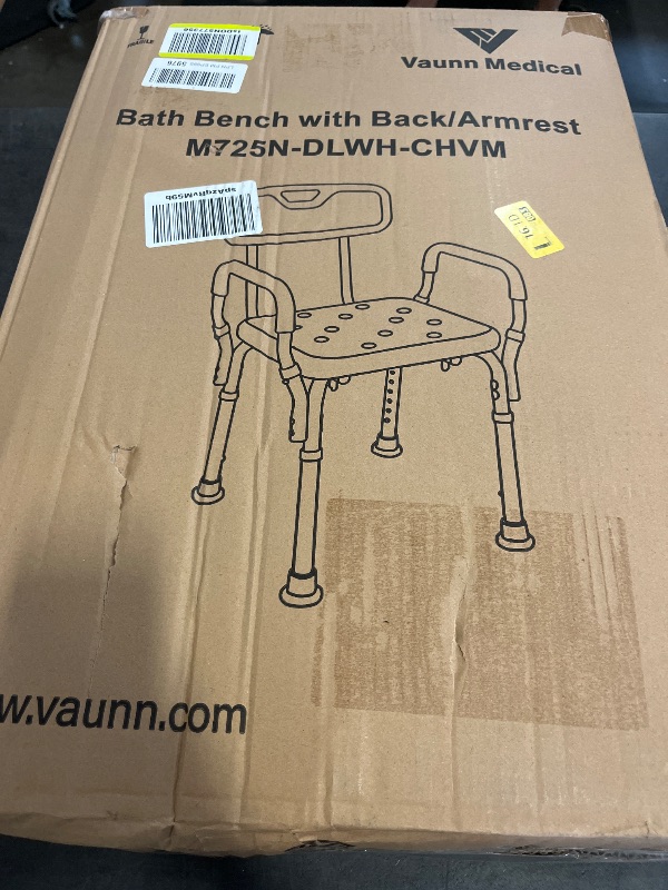 Photo 1 of Vaunn FSA/HSA Eligible Medical Shower Chair Bath Seat with Padded Arms, Removable Back and Adjustable Legs for Bathtub Safety and Supports Weight up to 350 lbs
