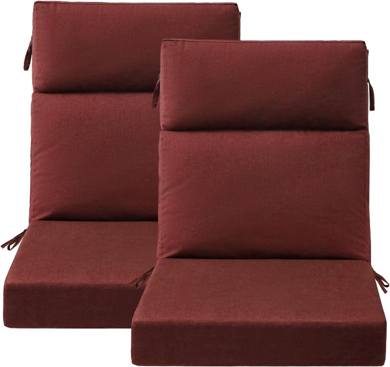 Photo 1 of Sunbrella Outdoor High Back Chair Cushion Seat Pads, 44 x 21 Inch Water-Repellent & Fade-Resistant Patio Furniture Cushions with Ties for Adirondack, Rocking Chairs, Spectrum Brick
