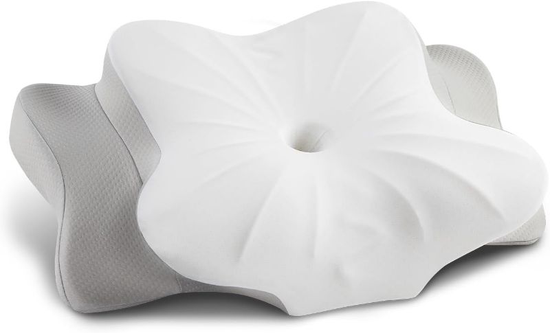 Photo 1 of DONAMA Cervical Pillow for Neck and Shoulder,Contour Memory Foam Pillows,Ergonomic Neck Support Pillow for Side Back Stomach Sleepers with Pillowcase
