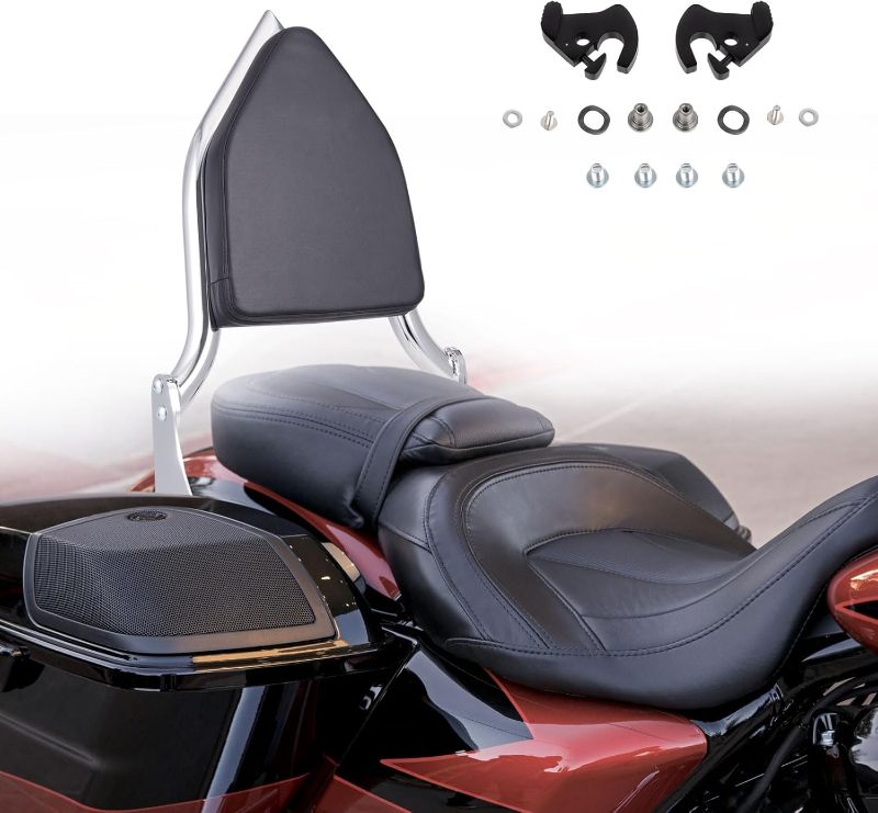 Photo 1 of Detachable Sissy Bar Backrest Passenger Backrest Compatible with Harley Touring Street Glide Road Glide Road King Electra Glide 2009-2025 (Chrome)