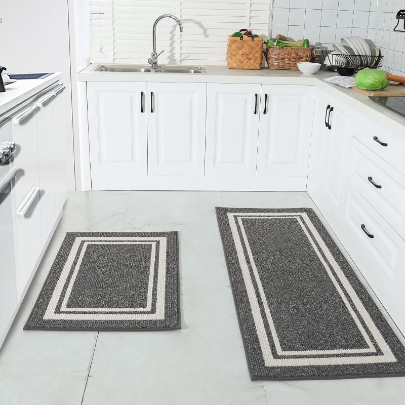 Photo 1 of COSY HOMEER Kitchen Rugs Non-Slip 24x35/24x60 Inch Thick Polypropylene Standing Mat for Home Machine Washable, Black Frame