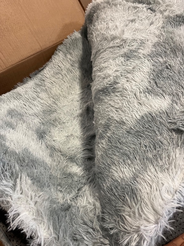 Photo 1 of Area Rugs for Living Room 6x9, Ultra Soft Fluffy Rug for Bedroom, Modern Shaggy Carpet Fuzzy Rug for Girls Boys Room Home Indoor Nursery Teens Dorm Decor, Upgrade Non-Slip Durable, Tie-Dye Silver Grey
