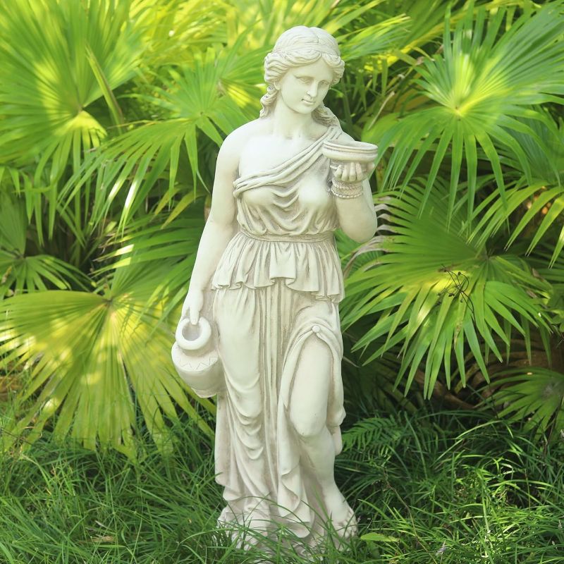 Photo 1 of Large Nymph Statue 46'' High Goddess Statue Hebe Greek Mythology Garden Girl Maid Sculpture Outdoor Courtyard Patio Yard Lawn Decor