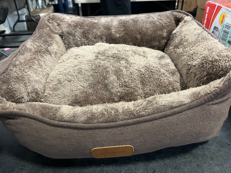Photo 1 of Rectangle Dog Bed for Large Medium Small Dogs Washable Pet Bed with Bolster Sides Non-Slip Bottom Pet Sofa Waterproof Lining Durable Pet Cuddler, Yellow, 29x 23x 7.1 in
