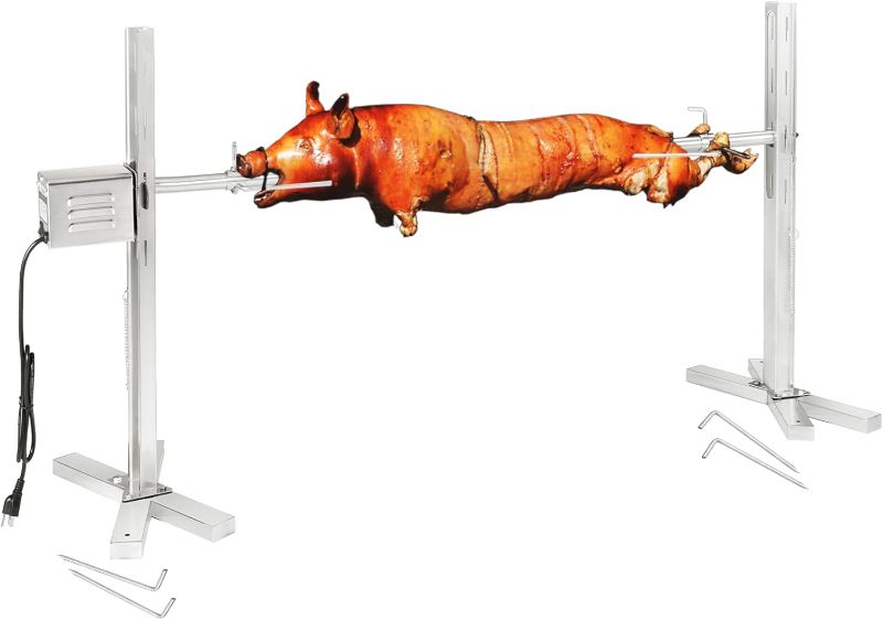 Photo 1 of Electric Rotisserie Grill Kit, 90LBS Pig Spit Rotisserie, Stainless Steel Tripod Stand, 52' Pig Lamb Hooded Roaster, Charcoal Spit with 15W Motor & Height Adjustable for Camping
