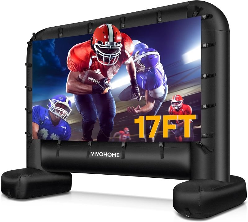Photo 1 of VIVOHOME 17 FT Inflatable Projector Screen for Outside, Blow Up Movie Screen Outdoor Use, Mega Large TV Screen with Carry Bag for Backyard, Tube Leg Support
