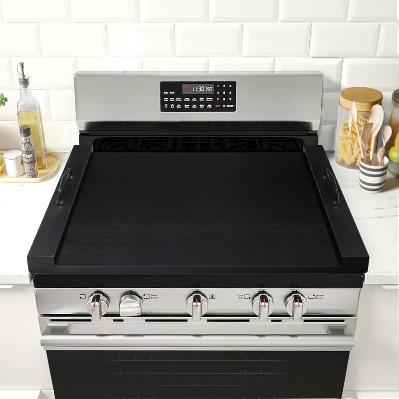 Photo 1 of Noodle Board Stove Cover with Handles, Multiple Stove Top Cover Board for Electric/Gas Stove Top(Black)