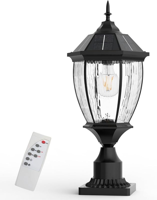 Photo 1 of Solar Lamp Post Lights Outdoor Waterproof with Pier Mount Base, 20" H Large Aluminum Outside Solar Lights for Yard, Dusk to Dawn Outdoor Column Lights for Garden, Pathway, Patio(1 Pack)
