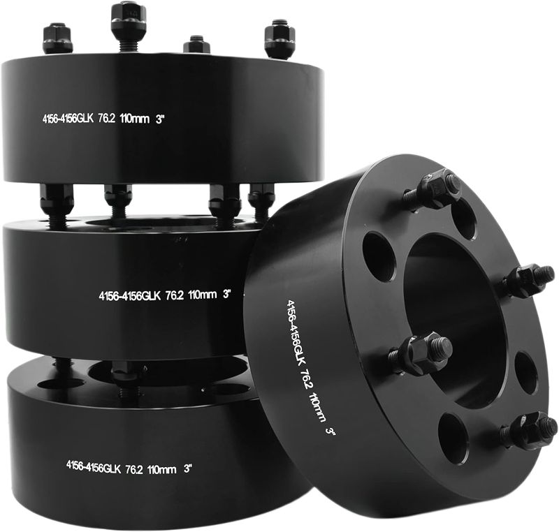 Photo 1 of Complete Set of 4x156mm Polaris RZR 900 1000 Xp Turbo Black 3" Thick Wheel Spacers Adapters Bolt On Kit 12x1.5 Lug Nuts