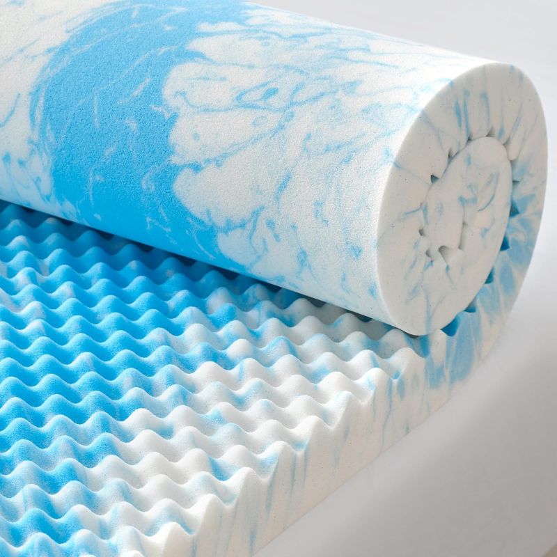 Photo 1 of Twin - SINWEEK 2 Inch Egg Crate Memory Foam Mattress Topper Twin Size, Soft Mattress Pad for Back Pain Relief, Bed Topper, CertiPUR-US Certified, Blue
