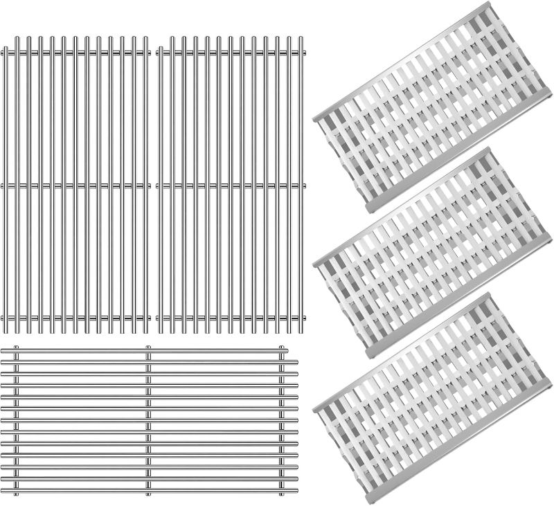 Photo 1 of 54801 9MM Stainless Steel Grill Grate with 92911 Heat Plate Shield for DCS Grill Parts 27DBQR, BGA36-BQARL/BQARN, BGA48-BQARL/BQARN, 3 Packs Set for DCS Grill Replacement Parts
