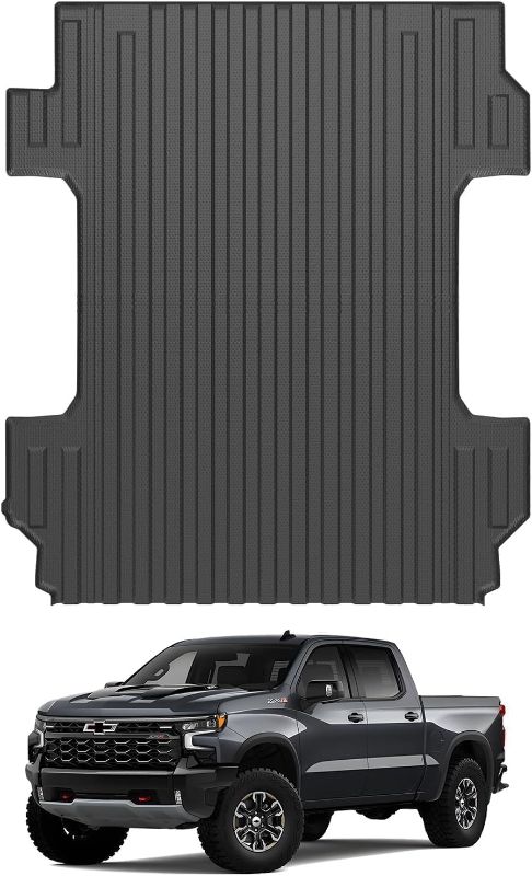 Photo 1 of Ecarzo Truck Bed Mat Custom Fit for 2025-2019 Chevrolet Silverado/GMC Sierra 2500 3500 HD Accessories 6.8FT Bed Liner Pick Up Cargo Mat, All Weather Protection TPE Heavy Duty Trunk Bed Mat
